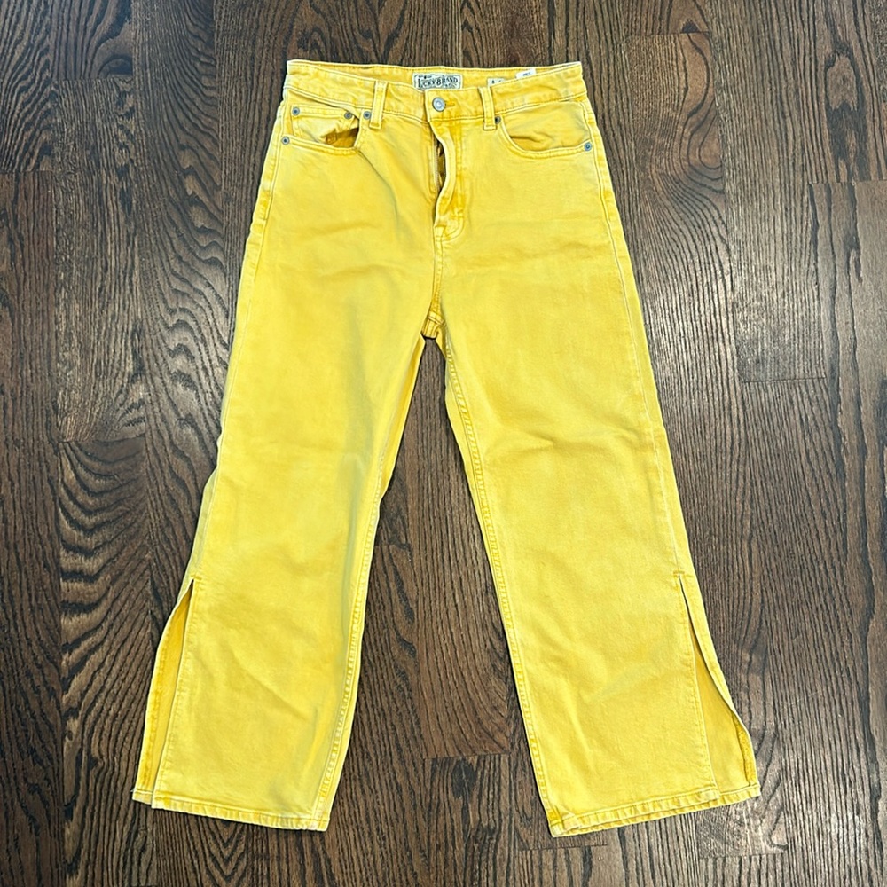 Lucky brand yellow ankle length split hem jeans size 29 (8) worn once